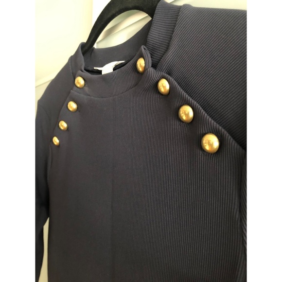H&M Navy Ribbed Spandex Dress with Buttons - Picture 4 of 6